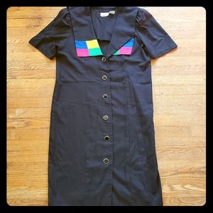 Vintage 80s Colorblock retro hip collar 1x dress plus size vintage 16W dress XXL